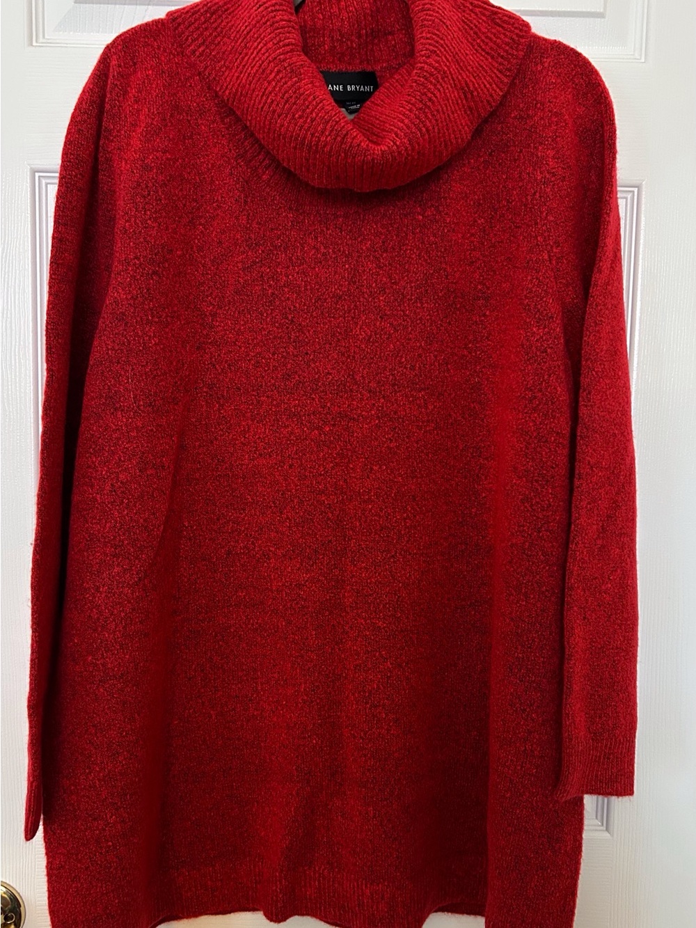 Lane Bryant, Cozy Red Textured Cowl-Neck Sweater - 18/20